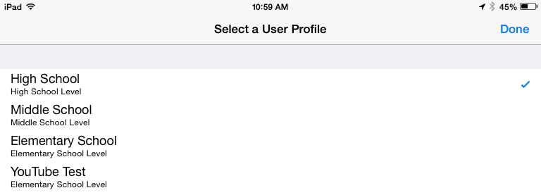 Select filtering profile