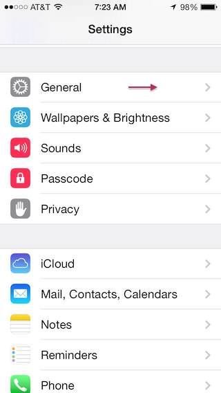 Select Settings > General